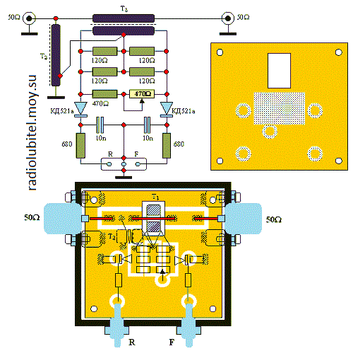 Схема ксв метра ,Рефлектометр для измерений КСВ в диапазоне частот